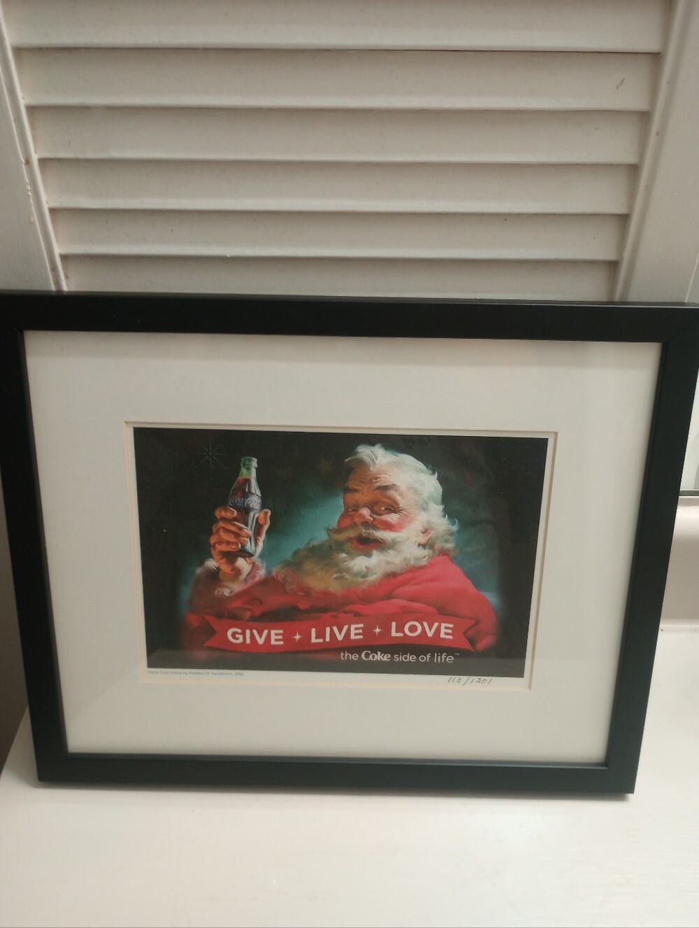 The Coca Cola Company Santa Print Give Live Love #113/1201 Framed